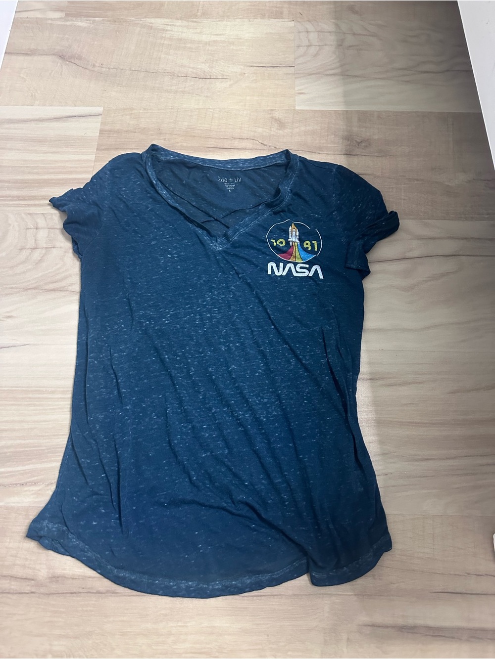 Zoe + Liv Navy Blue Crewneck Tee